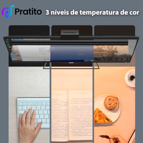 Barra de luz Para Monitor, Luminária com Display, Temporizador 60 Minutos, Luz de LED para Computado