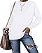 PLMOKEN Casual Loose Fit Top For Women Solid Color Tunic Sweatshirts For Women For Leggings(White,L)