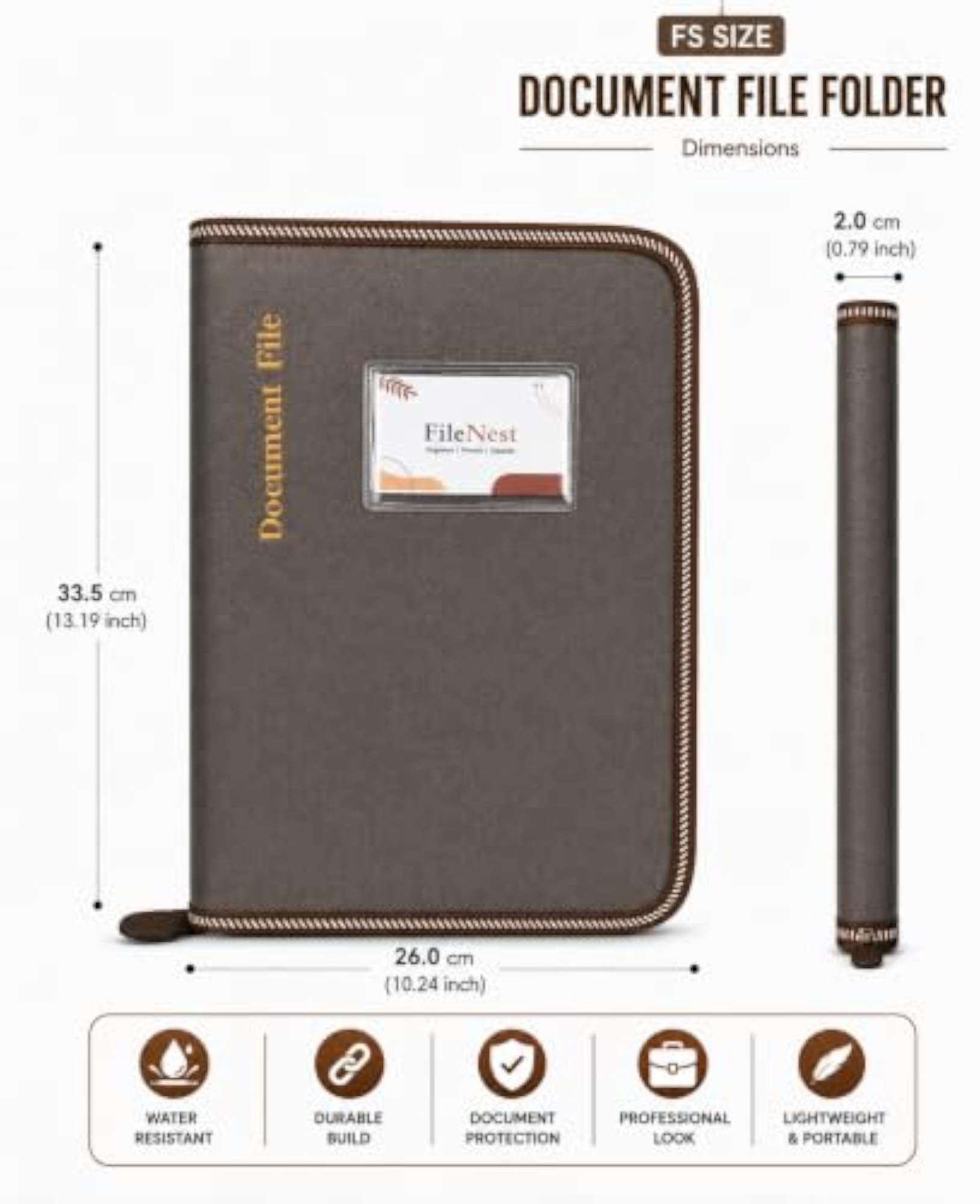 PU Leather Executive Portfolio File Folder, Legal Size Document Holder