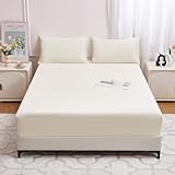 Matratzenschoner Wasserdichter Matratzenschoner Weich Atmungsaktiv Geräuschlos Voller Matratzenschoner Deep Pocket Bettbezug Waschmaschinenfest (Milk White,182 * 213+46cm)
