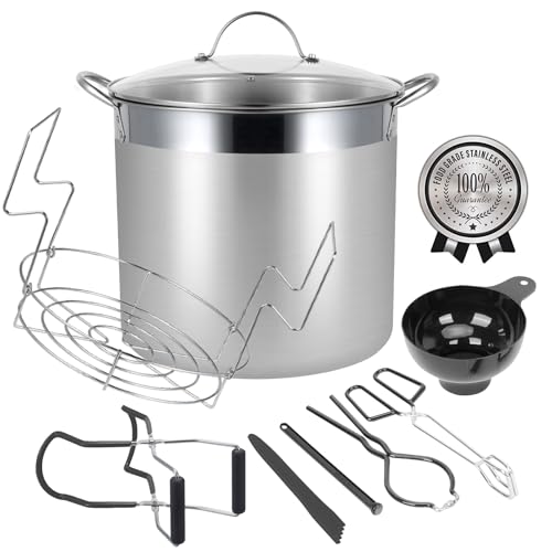 Stainless steel 20 qt canning pot with rack and lid