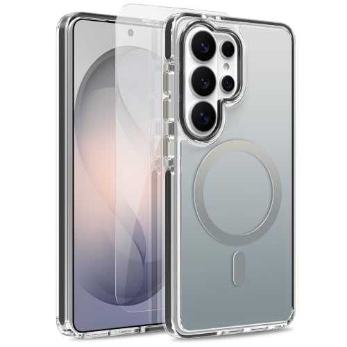 Image of Magnetic Case for Samsung Galaxy S26 Ultra [Compatible with Magsafe] [Anti-Yellowing] [1 Screen Protector] Slim Clear Iridescent Case for Galaxy S26 Ultra 6.9 inch, Black