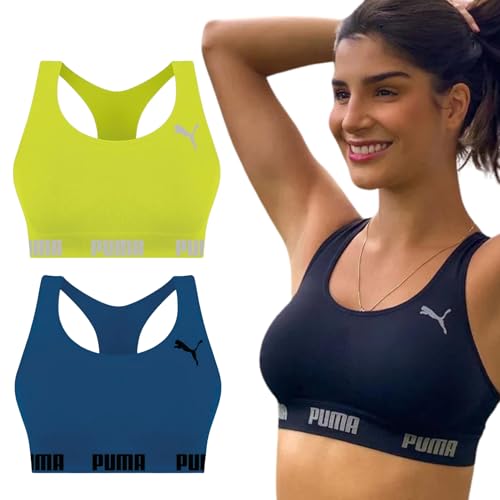 Kit 02 Top Sem Costura Microfibra de Poliamida Puma Feminino Adulto | KIT - O | M