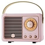 Caulikine Retro Bluetooth Speaker Portable Girls Birthday Presents Wireless Speaker Vintage for Women,Her,Girls,Teenage Gifts, Room Decor Portable for Travel Indoor&Outdoor (Pink)