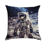 Fundas De Almohada Astronauta Estadounidense Viaja A La Luna Funda De Cojín Suave Fundas Cojines Regalo Cushion Covers para Camping Sillón 45X45 Cm