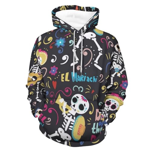 Manche longue hoody sweatshirt imprimé squelette coloré aux finitions soignées