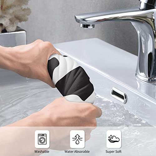 Qicenit Cow Pattern Hand Towel Black And White Super Soft Plush Highly Absorbent For Bathroom 15.7X27.5In #TOP4