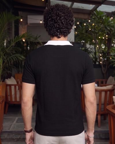 Image of AUSK Men's Polo Neck Cotton Blend Co-Ord Set | Regular Fit Half Sleeve T-Shirt with Matching Track Pant | Modern Casual Wear Co Ord Set for Men