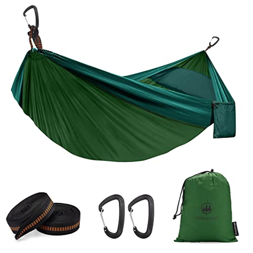 Camping-Hammock-with-Straps-Double-Tree-Hammock-Dual-Layer-for-Sleeping-pad-and-Integrated-Pillowcase-with-Adjustable-Straps-Green