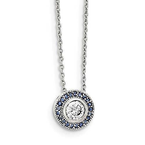 925 Sterling Silver Glass Blue Glass/cz Round/halo Chain Necklace Pendant Charm Cz Fine Jewelry For Women Gifts For Her