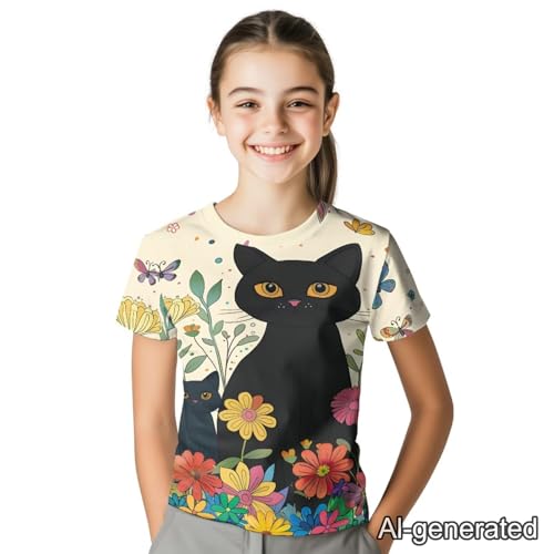 Image of Renewold Kids Novelty T-Shirt for Girls Boys Short Sleeve Crewneck Summer Tee Soft Breathable Graphic Shirt for Age 2-16