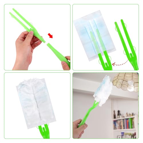 Image of Extender Handle Only Compatible with Duster Refill, 12.6 Inch Extendable Long Duster Mop Stick Replacement, Detachable Duster Extended Wand Pole Household Supplies Cleaning Tool Accessories