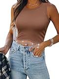 Picture of Womens Western Sparkly Fringe Sleeveless Crop Tops Cowgirl Going Out Cropped Tank Tops with Glitter Tassel
