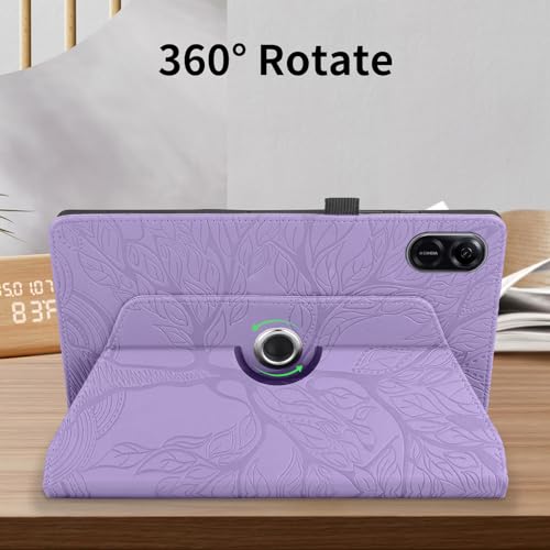 Case for HONOR Pad X9 11.5 inch 2023 Cover |3D Embossed Leaf Vein| with Pencil Holder Shockproof Sturdy 360 Degree Swiveling Stand Cover for HONOR Pad X9 2023 Tablet - Purple - Image 4