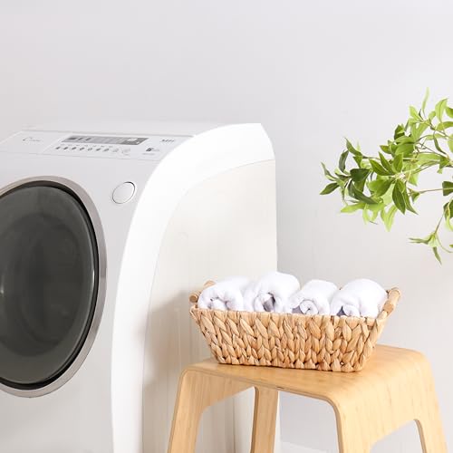 Cesta de jacinto de agua organizadora rectangular grande de mimbre natural 6