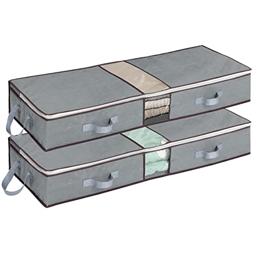 combocube Jumbo Zippered Storage Bins, Under Bed Storage Organizers for King Comforter, pillow, quilt, bedding, Clothes, Blanket with Large Clear Window & Carry Handles Space Saver