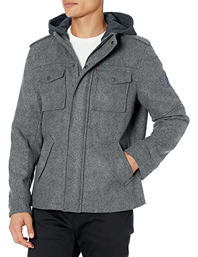 Image of Levi's Men's Wool Blend Hooded Military Jacket