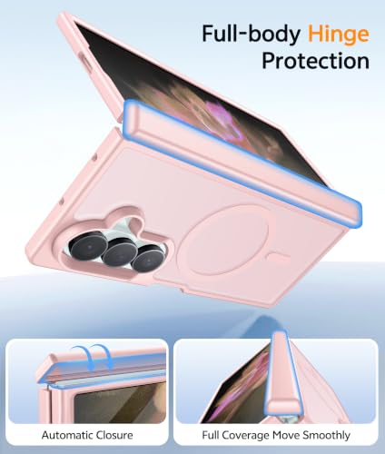 Image of FNTCASE for Samsung Galaxy Z Fold 7 Case: Galaxy Z Fold 8 Ultra Case [Hinge Protection + Screen Protector] [Fit for Magsafe] Military Grade Drop Protective, Translucent Matte Phone Cover - Light Pink