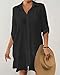 Bsubseach Swimsuit Coverup for Women Button Down Bathing Suit Cover Up Ruffle Hem Summer Beach Shirt Dresses with Pocket Black M