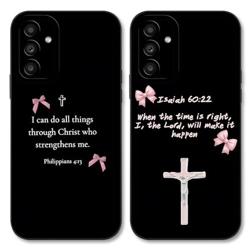 Coque silicone Samsung A15 5G antichoc au motif croix et verset biblique féminin