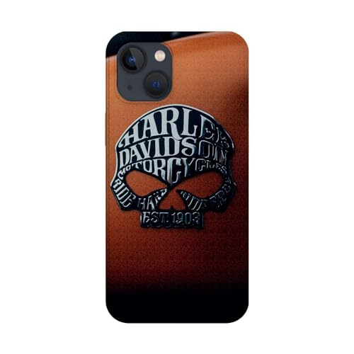 Custodia in silicone morbida trasparente per Apple iPhone stampata in Francia, Harley Davidson Skull (iPhone 13)