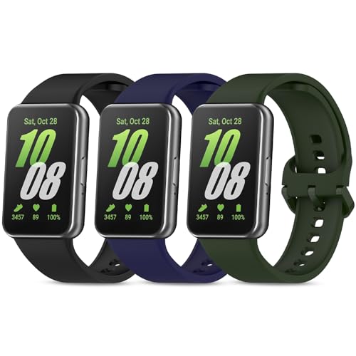 RenSheng 3 Piezas Correas Samsung Galaxy Fit 3 SM R390, Correa de Silicona Compatible Samsung Galaxy Fit 3 Correa Deportiva Pulsera de Repuesto