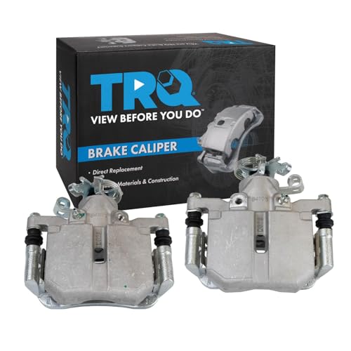 Image of TRQ Rear Brake Caliper Set Zinc Coated Brackets Hardware Compatible with 2006-2011 Buick Lucerne 2006-2011 Cadillac DTS