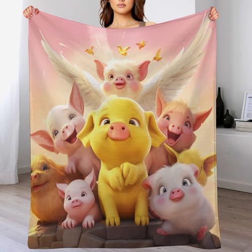 Couverture cochon mignon douce pour canapé lit facile à laver