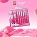 MINISO Barbie Makeup Brush Set 8 pcs Premium Synthetic Fiber Cosmetic Brushes for Foundation Blush Eyeshadow, Gift for Women Girls, Pink