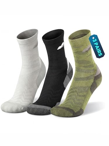 Rahhint Quick Dry Ultra-Lightweight Merino Wool Compression Running Socks Men Women Anti-Blister Crew Mixcolor L
