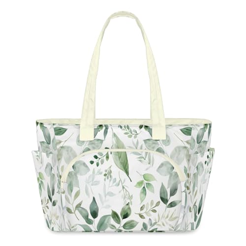 Sac fourre-tout feuilles d'eucalyptus femme : sac bandoulière léger voyage et travail
