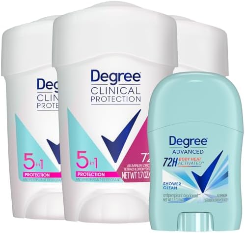 Degree 5-in-1 Clinical Protection 3-Pack, Prescription Strength 96H Antiperspirant Deodorant, Soft Solid + 72H Shower Clean Travel-Size Deodorant