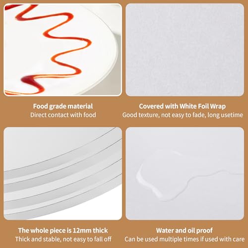 DUBUOZA 5 Stück Cake Board 30cm Rund,Tortenplatte Pappe 30 cm x 12 mm,Wiederverwendbare Cake Drum,Geeignet für 8-11 Inch Kuchen und Desserts usw (12 Zoll)