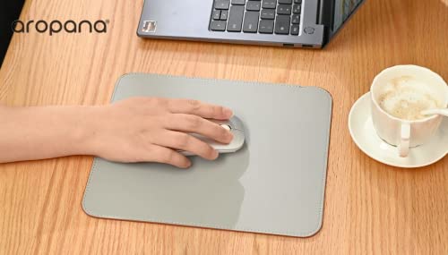 Image of Aropana Mouse Pad, Reversible Dual Color Vegan Leather MouseMat for Wireless and Wired Mouse Anti Fray with Stitched-Edges for Office and Home (25cm x 21cm - Pink /Silver)