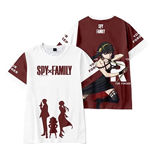 Corsehild Kurzarm 3D-Druck Spy x Family T-Shirt Anya Forger Cosplay Kurzarm Loid Forger Shirt Sommer Komfort T-Shirt Top Cover