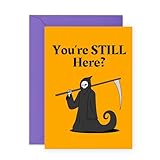 CENTRAL 23 Grim Reaper Birthday Card Funny - You're Still Here? - Evil Dark Humor Birthday Greeting Cards For Friends Men Women - Bday Gifts For Him Her - Comes With Fun Stickers