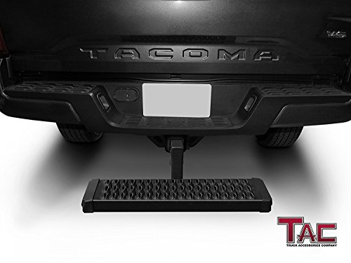 TAC Hitch Step Compatible with 2" Rear Hitch Receiver 7.3" Width with 6" Drop SUV Pickup Truck Van Bumper Protector Universal Aluminum Black (Hitch Pin and Clip Included) - Thumbnail 2