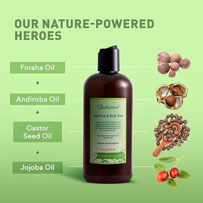 Just Nutritive Acne Clear Face and Body Wash | Adult Acne Treatment | Acne Face Wash | Face Skin Care | Back Acne Treatment | Acne Cleansers 16 Oz