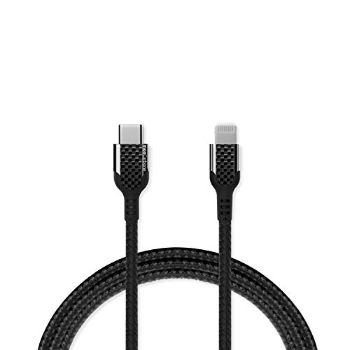 iPhone Charger Cable, monCarbone Lightning to USB C Cable iPhone 12 3 feet [MFi Certified] Kobra III Carbon Fiber Nylon Braided Compatible Supports Power Delivery for iPhone 12/12 Pro Max/AirPods Pro