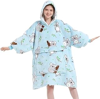 Wenlia Oversized Hooded Blanket Sweatshirt for Women, Printing Flannel Sherpa Blanket Big Pocket, Super Soft Warm Cozy Wearable Thick Hoodie One Size Fits All - Mother & Daughter Gift