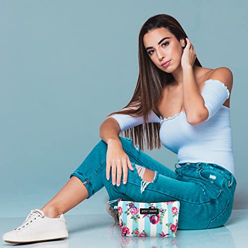 Betsey Johnson 8.5 Inch Zipper Cosmetic Pouch Small Toiletry Bag Lightweight Durable Polyester Organizer With Inner Zipped Pocket Good For Makeup Accessories And Travel Needs (Hummingbird Floral) #TOP4