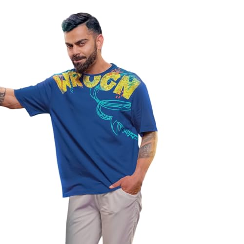 WROGN Men's Pure Cotton T-Shirt | Abstract Print | Oversized Fit