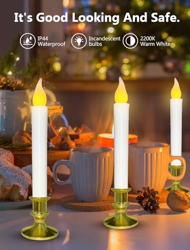 Image of 4PK 7.75 inch Battery Operated LED Window Candles with 6-18H ON /Off Timer