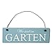 Produktbild Deko Shabby Chic Schild Wir sind im Garten Vintage Holz Türschild in hellblau mit Draht