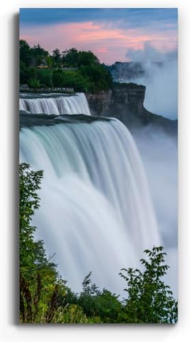 A long exposure waterfalls the state park Niagara Falls cloudy dusk vertical wall art decor canvas large long narrow framed pictures living room dining room bedroom 40x20