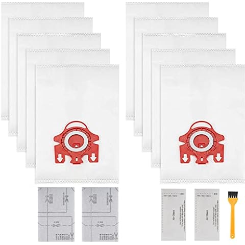ANBOO 10 Pack Hoover Bags for Miele, 3D Efficiency Dustbags For Miele FJM Vacuum Cleaner Series, Include 10 Dust Bags, 2 Sets of Filter Sheets and 1Brush Cover