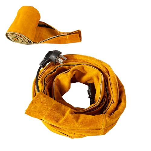 Welding Torch Cable Cover Flame Resistant Leather with Zipper Kevlar Stitched, Golden MIG/Plasma Cable Sleeves Tig Torch Cover, 144″