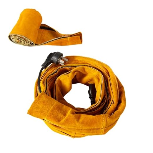 Welding Torch Cable Cover Flame Resistant Leather with Zipper Kevlar Stitched, Golden MIG/Plasma Cable Sleeves Tig Torch Cover, 144"
