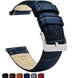 BARTON WATCH BANDS 20mm Navy Blue - Standard Length - Alligator Grain - Quick Release Leather Watch Bands