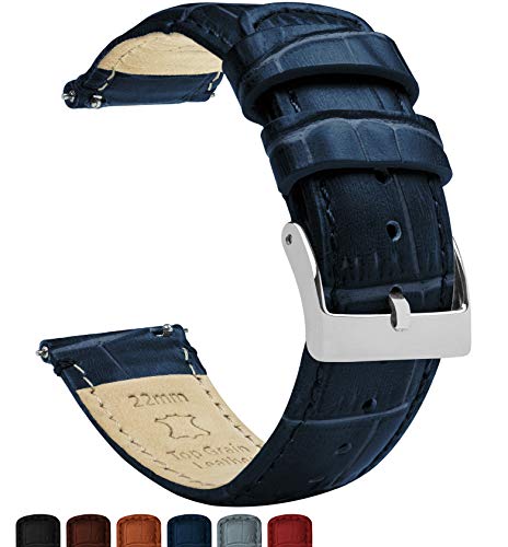 BARTON WATCH BANDS 20mm Navy Blue - Standard Length - Alligator Grain - Quick Release Leather Watch Bands by BARTON WATCH BANDS - Used condition - US$33.44